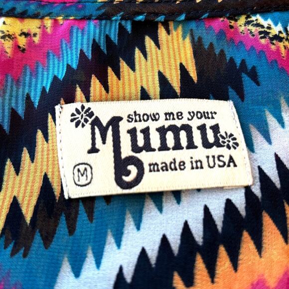 Show Me Your Mumu Wms Medium Sheer Cropped Vibrant Tank Aztec Southwestern Style - Picture 3 of 7